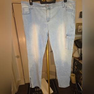 Light Blue Women's Cargo Jeans Nwot Plus